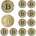 Neatbuddy 12Pcs Bitcoin Coin - Gold Physical Bitcoin Commemorative Tokens with Protective Case, Blockchain Cryptocurrency Collectibles for Home and Office Decoration(Gold)