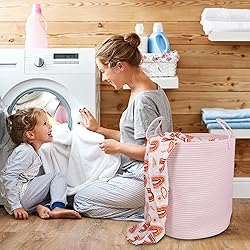 XUANGUO Cotton Rope Laundry Basket Hamper for Girls