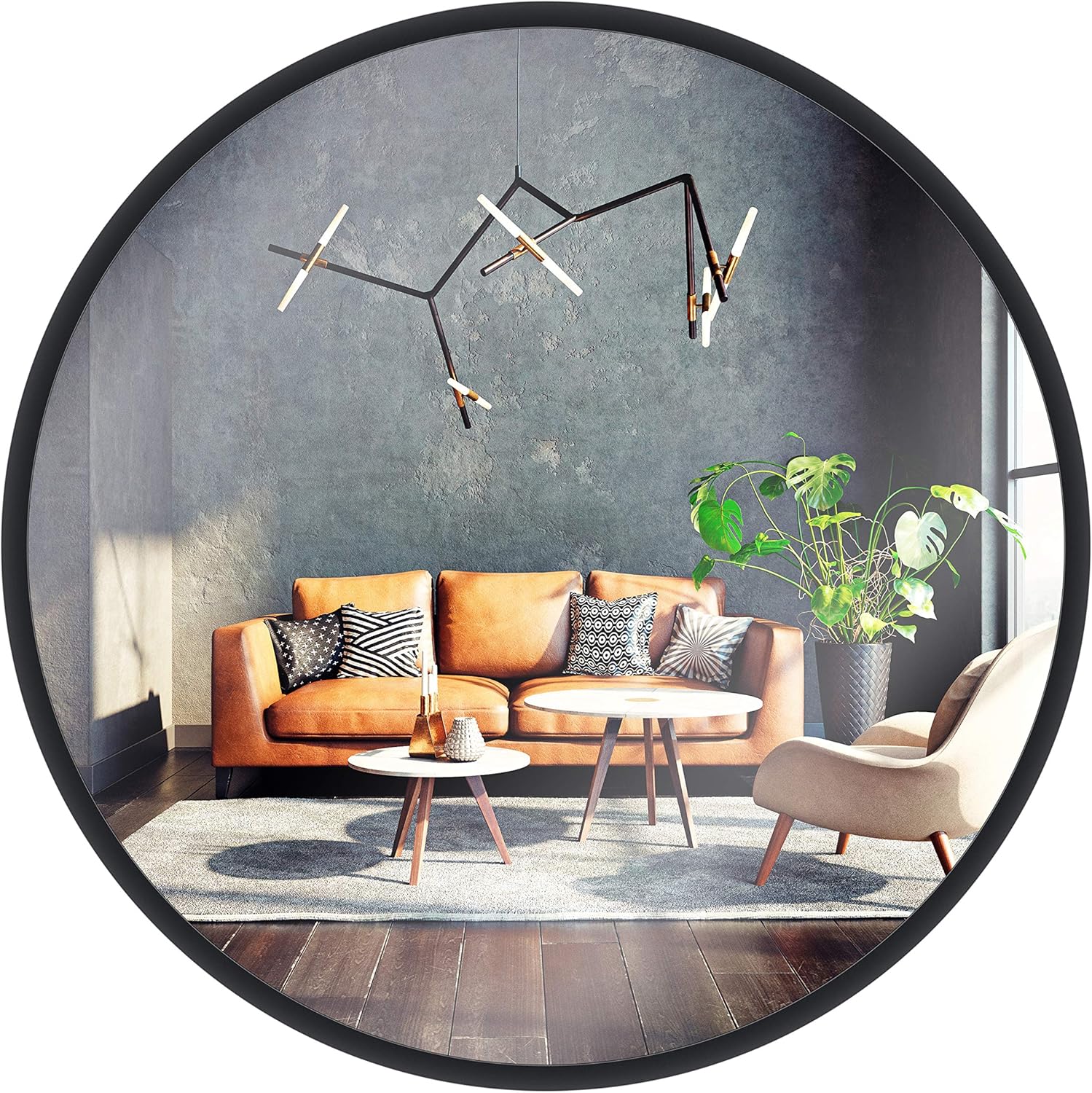 GOLD&CHROME Round mirror in frame 73 cm, wall mirror, makeup mirror