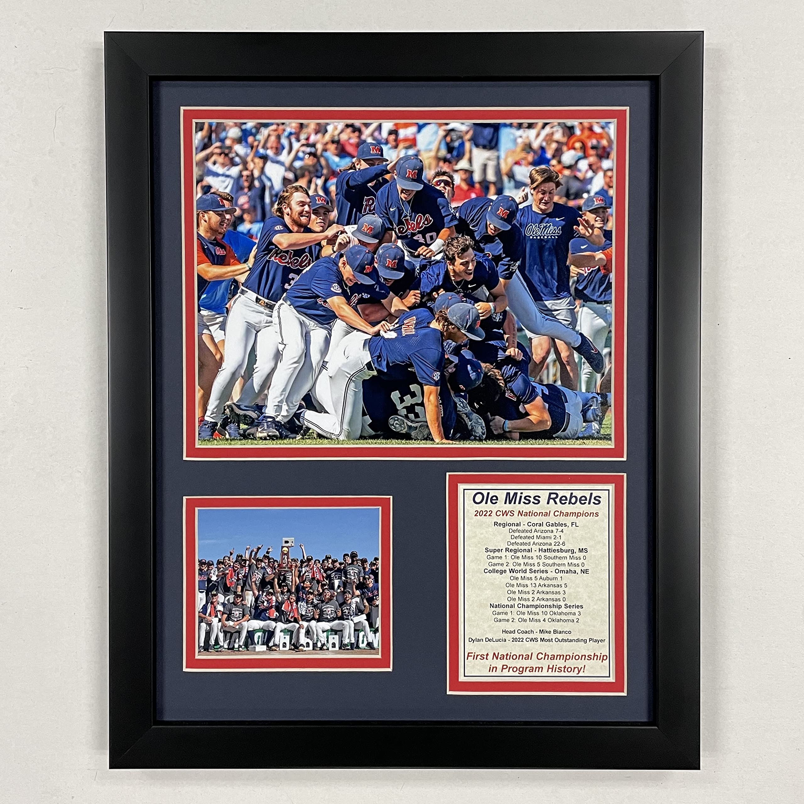Legends Never Die, Inc. Ole Miss Rebels | 2022 CWS National Champions | 12"x15" Framed Photo Collage