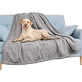 PAVILIA Waterproof Blanket for Couch, Sofa | Waterproof Dog Blanket for Large Dog, Puppy, Cat | Pet Blanket Protector | Plush Soft Warm Fuzzy Sherpa Blanket Bed Throw, Light Grey, 60x80