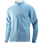 Alex Vando Mens Long Sleeve Zipper Golf Shirts Color Block Texture Polo Shirt for Men