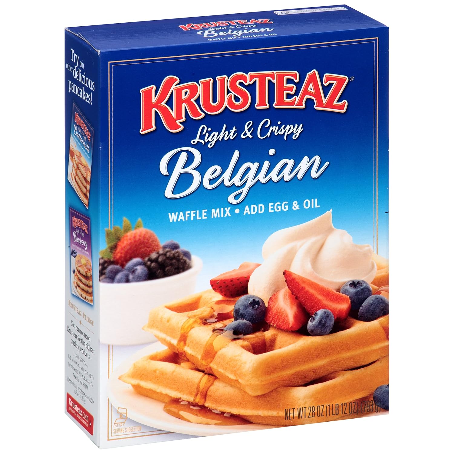 Krusteaz Light & Crispy Belgian Waffle Mix, 28 Ounce ( Pack of 4 ) Food