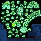 Glow in The Dark Unicorn and Rainbow Wall Decals, Stars Stickers for Baby Girls Room, Luminous Ceiling Decor for Bedroom Playroom Nursery