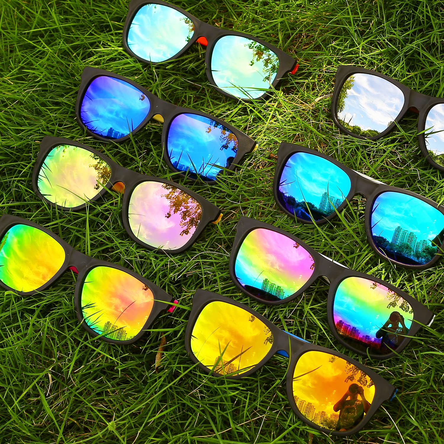 32 Pack Sunglasses Bulk with UV Protection, 16 colors Neon 80s Retro Plastic Sun Glasses Toy, Summer Pool Party Favors, Beach Party Supplies, Gift for Birthday Goody Bag Filler School Classroom Prizes
