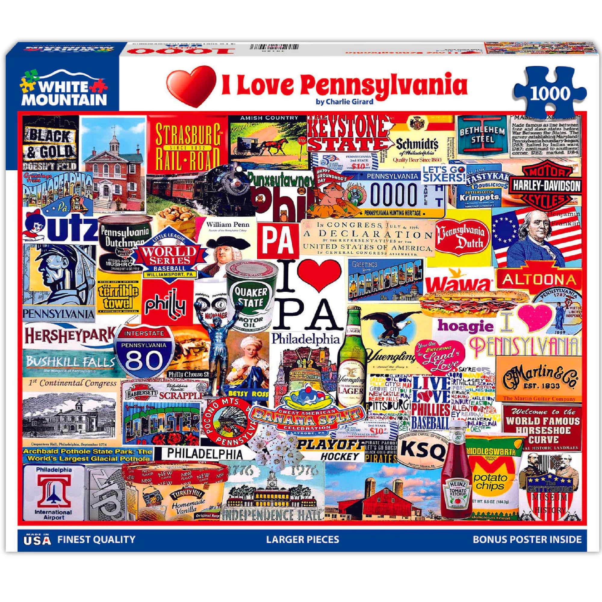 White Mountain Puzzles I Love Pennsylvania - 1000 Piece Jigsaw Puzzle