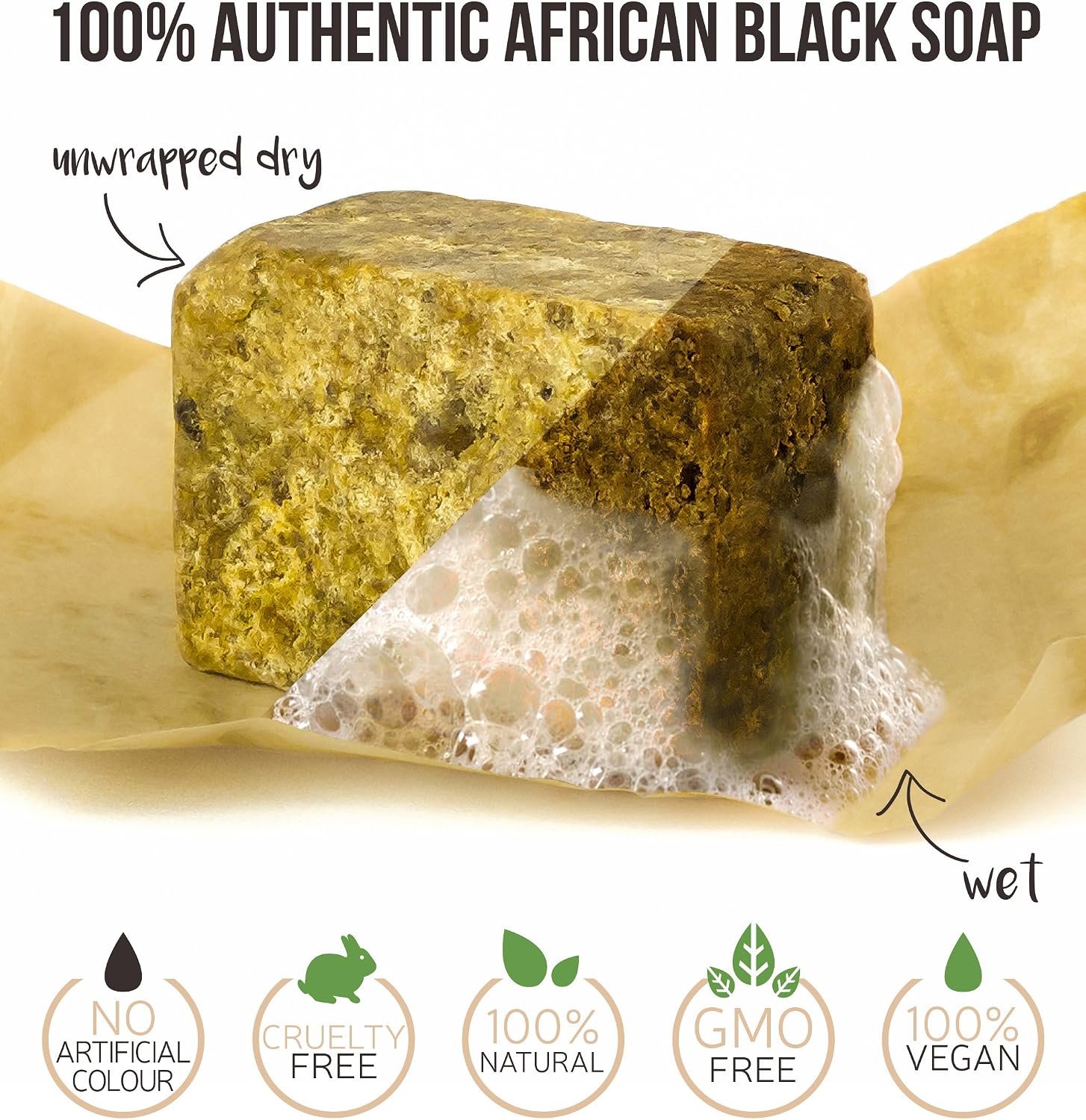 Black Soap with Shea Butter and Coconut Oil for Men and Women, Deep Brown - Image 3