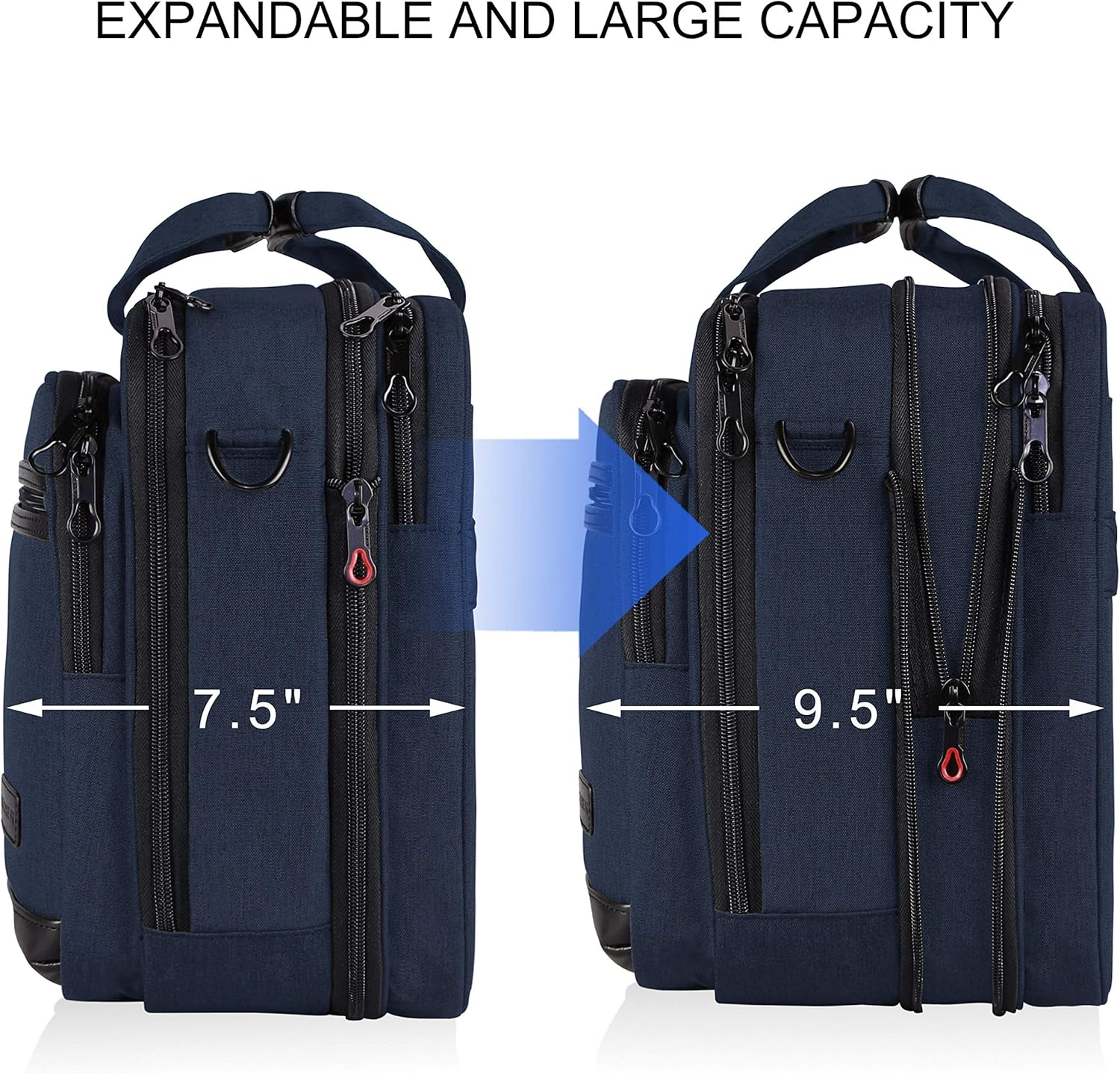 KROSER Laptop Bag Stylish Laptop Briefcase Fits Up to 17.3 Inch Laptop Expandable Water-Repellent Shoulder Messenger Computer Bag with RFID Pocket for Travel/Business/School/College/Men/Women-Navy: Computers & Accessories