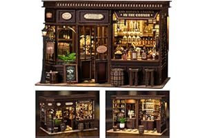 ISSEVE Book Nook Kit - DIY Miniature House Kit for Adults, Teens and Beginners, Corner Tavern Dollhouse Booknook Tiny House Bookshelf Decor 3D Wooden Puzzle, Gifts for Friends Family (Corner Tavern)