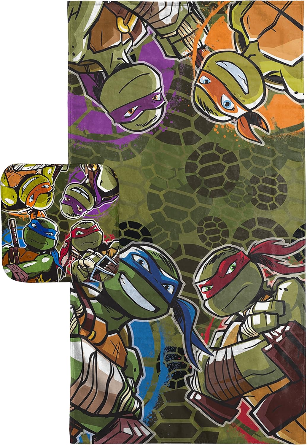 Nickelodeon Teenage Mutant Ninja Turtles CAMO 2-Piece Fiber Reactive Bath Towel and Washcloth Set