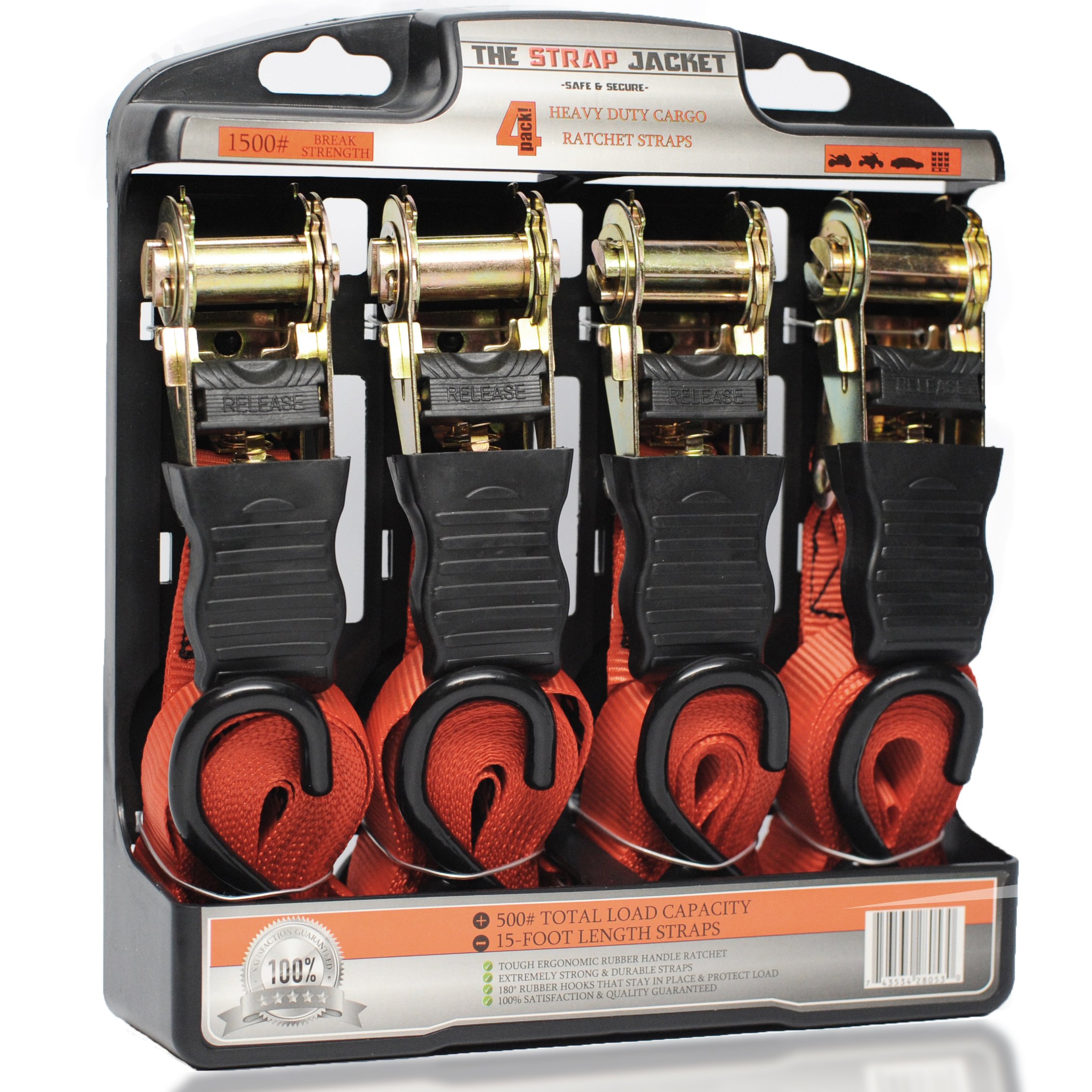 Buy Ratchet Tie Down Straps 4 pk HeavyDuty Professional Strength