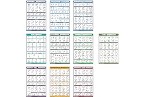 PALACE LEARNING 10 Pack - Exercise Workout Poster Set - Cable Machine, Dumbbell, Suspension, Kettlebell, Resistance Bands, Stretching, Bodyweight, Barbell, Yoga Poses, Exercise Ball (LAMINATED, 18" x 24")