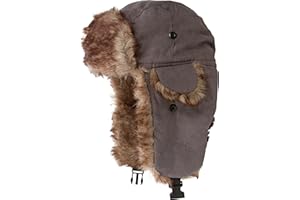 Sakkas Morgan Trapper Hat Ushanka Trooper Unisex Winter Faux Fur Ear Flap with Chin Strap, Warm Ski Snowboard Hunting Cap