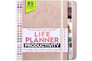 FREEDOM MASTERY Law of Attraction Planner 2025 - Hourly, Weekly & Monthly Goal Setting Planner, 12 Month Journey to Increase Productivity | Life & Gratitude Journal, Include Foldable Vision Board, Gift Box & Stickers
