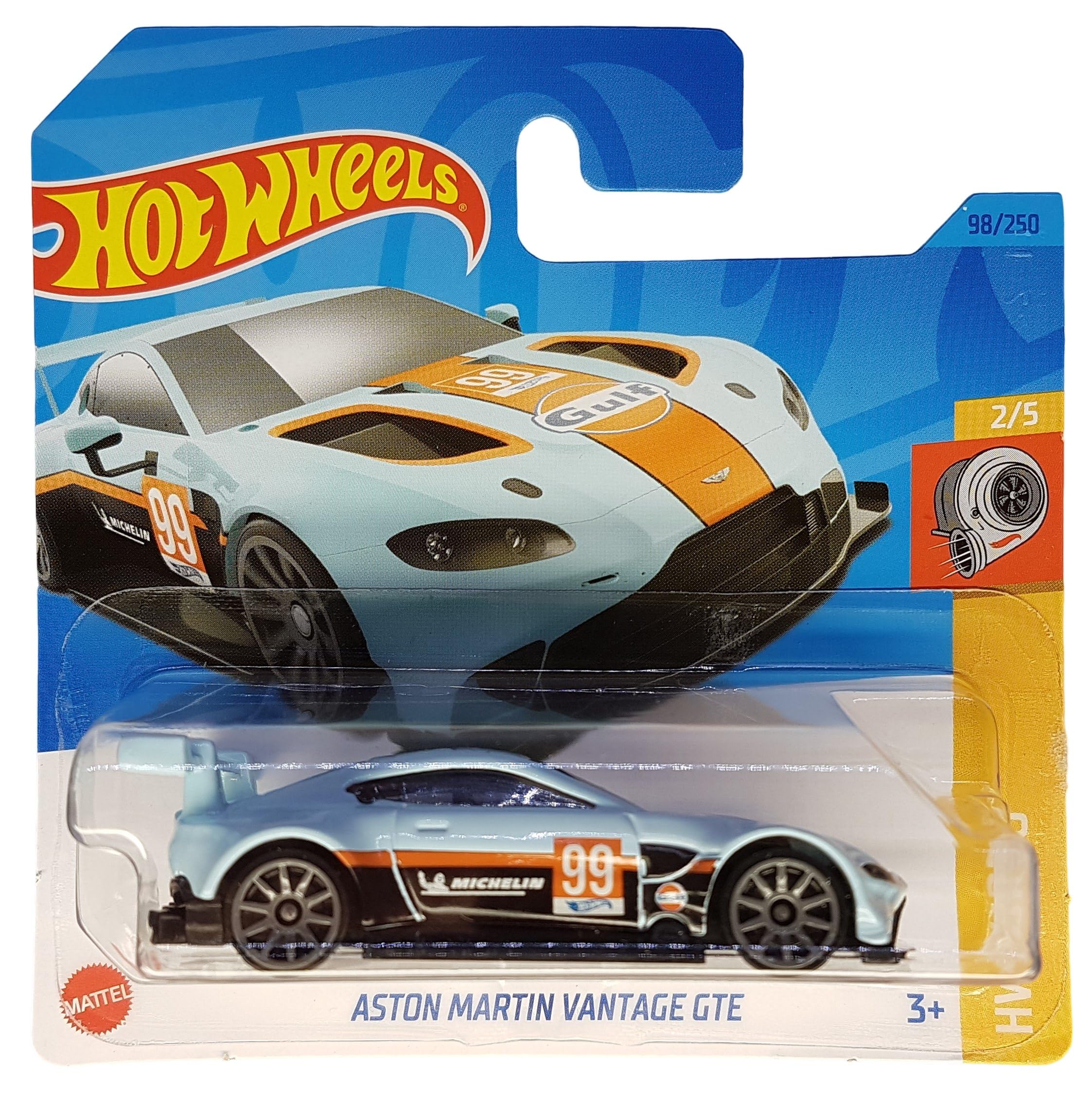 Hot Wheels - Aston Martin Vantage GTE - HW Turbo 2/5 - HKJ37 - Short Card - Gulf Design - Michelin - Mattel 2023