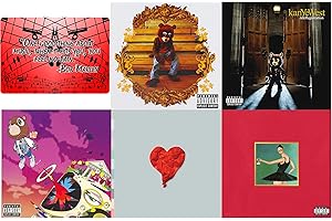 Kanye West: First 5 Studio Album Art Card The College Dropout / My Beautiful Dark Twisted Fantasy / Graduation / 808s & Heartbreak / Late Registration