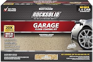 Rust-Oleum 293515 RockSolid Polycuramine Garage Floor Coating, 2.5 Car Kit, High Gloss Tan