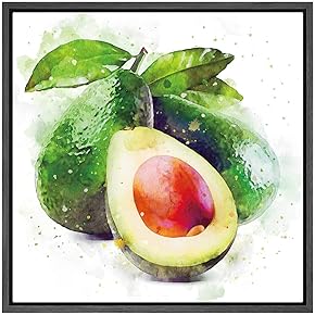 SIGNWIN Framed Canvas Wall Art Green Avocado Fruit...