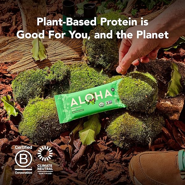 ALOHA ORGANIC PLANT BASED PROTEIN BARS CHOCOLATE CHIP COOKIE DOUGH, 1.98 OZ,(PACK OF 12)