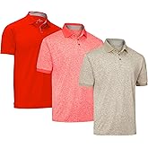 [3 Pack] Mio Marino Golf Polo Shirts for Men - Dry Fit - Ultra-Light Fabric