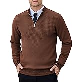 COOFANDY Mens Quarter Zip Pullover Slim Fit Lightweight Knit Pullover Sweaters Casual Polo Sweater