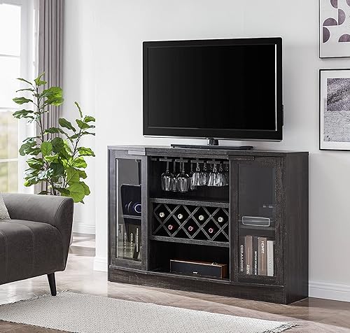 Home Source Wine Bar Cabinet with Storage Doors, Wine Rack, 51