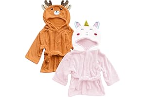 Sunny zzzZZ 2 Pack Unisex Baby Plush Animal Face Robe for 0-9 Months - Baby Essentials Registry Gifts
