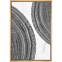 SIGNWIN Framed Canvas Print Wall Art Black and White Rock Layers Abstract Patterns Watercolor Modern Art Decorative Elements Relax/Calm Cool for Living Room, Bedroom, Office - 16