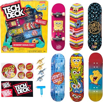 Tech Deck Spongebob Sk8shop Fingerboard Bonus Pack Collectible Mini Skateboards