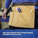 Faithfull Suede Leather Double Nail Pouch Tool Belt Hammer Loop Adjustable view 3
