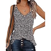 Zeagoo Womens V Neck Camisole Tank Top Strap Sleeveless T Shirt Casual Loose Vest Blouse - S-XXL