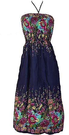 Boutique Guru Krinkelkleid Hippie Chic Robe De Plage Jupe Maxi Bleu Viscose Size 40 Robes Midi Amazon Fr Vetements Et Accessoires