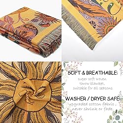 Shesyuki Boho Throw Blanket Reversible Cotton