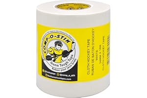 Hockey Tape White for Sticks and Grips, Strong and Durable Cloth, COMP-O-STIK 4 Pack 24MM X 18M, Exceptional Performance with