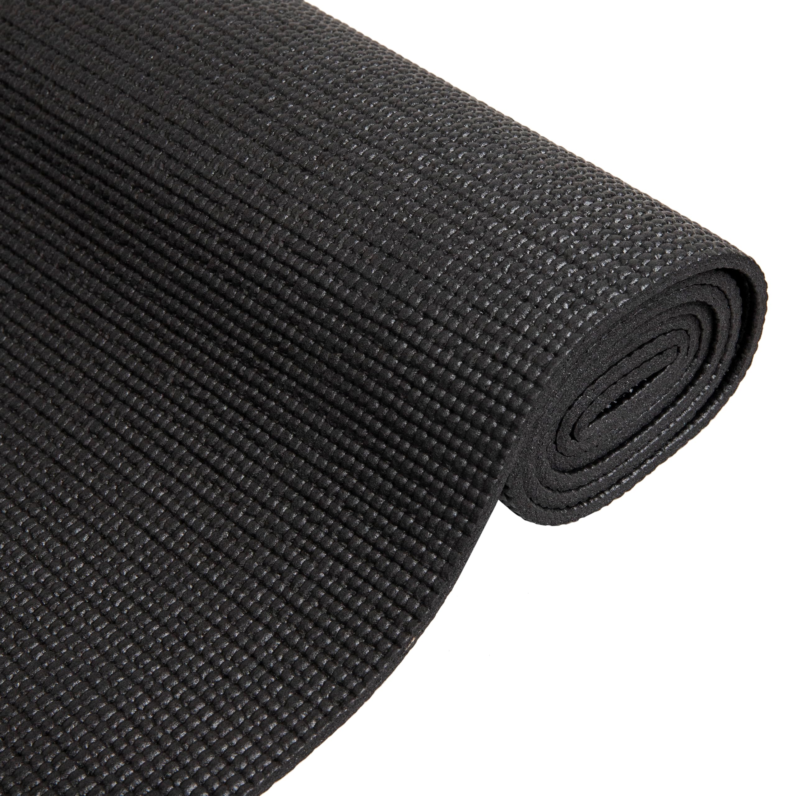 Mind Reader YOGAPVC-BLK All Purpose Extra Thick Yoga Fitness & Exercise Mats with Carrying Strap, High Density Anti-Tear, 68"L x 24"W x 0.3"Th, Black - Image 4