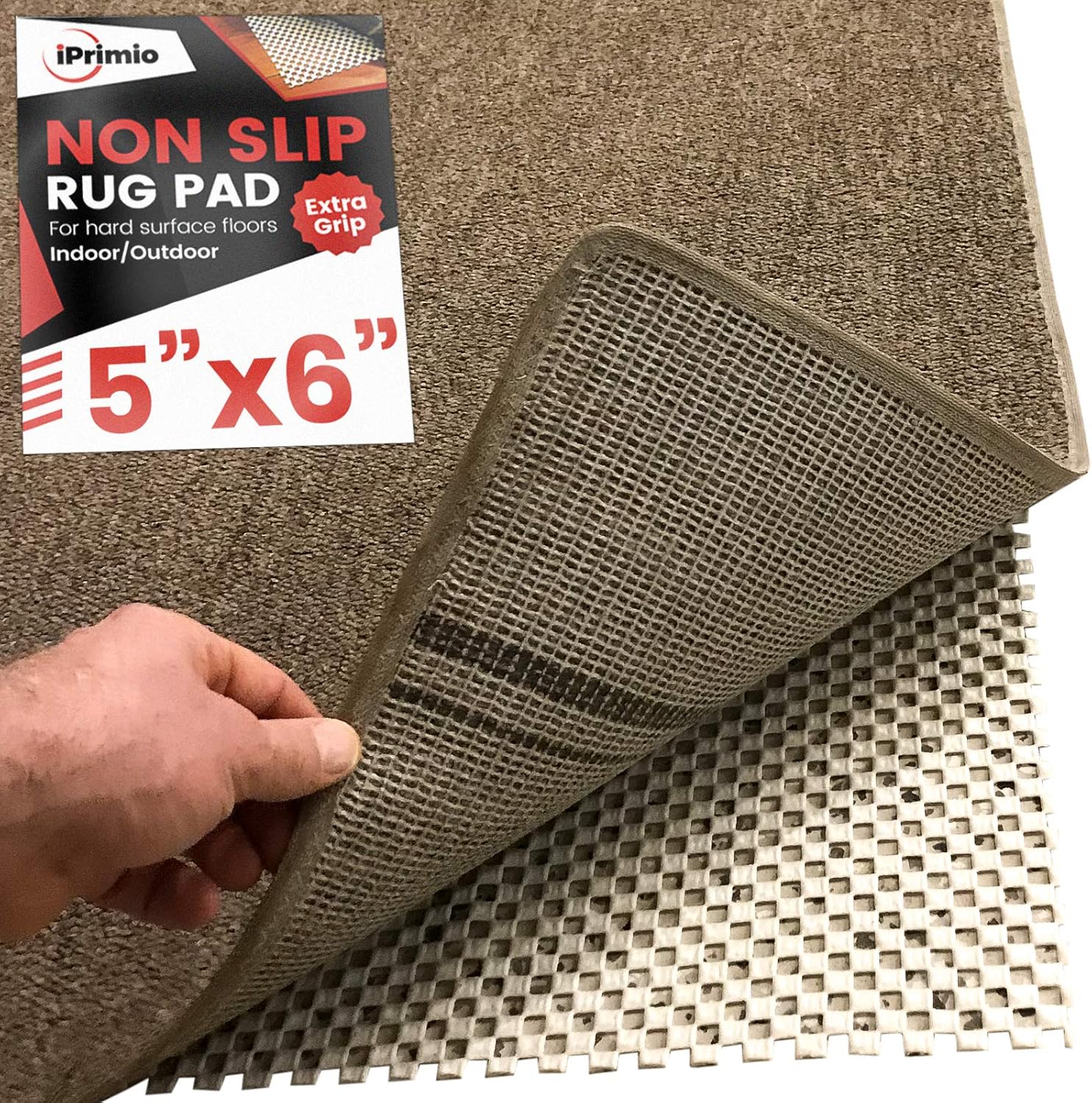 Amazon Com Iprimio Non Slip Area Rug Gripper Pad 5x6 For Bathroom Indoor Kitchen And Outdoor Area Extra Grip For Hard Surface Floors Furniture Decor
