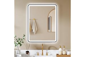 HOMCOM 36" x 28" LED Bathroom Mirror with Lights, Backlit & Frontlit, Wall Mounted Vanity Mirror, 3 Colours, Dimmable, Anti-F