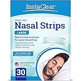 Instaclear Nasal Breathing Strips, Clear Large 30 ct | Works Instantly, Nasal Congestion Relief, Stops Snoring, Cold & Allerg