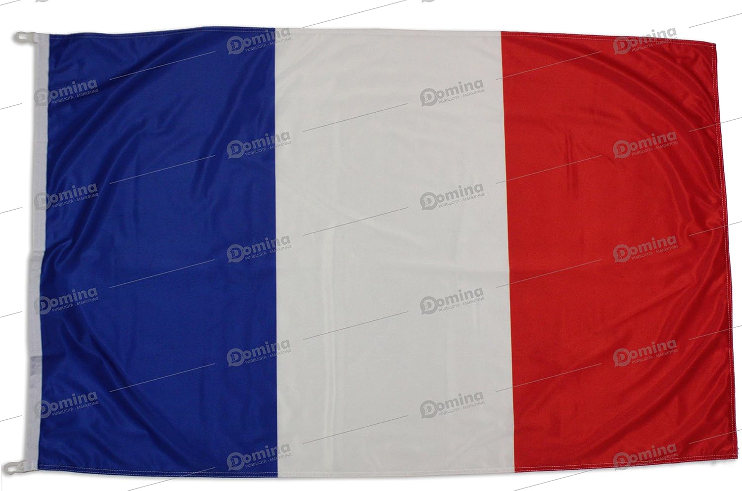Domina France flag 150x100 cm in windproof nautical fabric 115g/m², French flag 150x100 in washable fabric, professional flag 150x100cm with snap hooks, double perimeter seam and reinforcement ribbon
