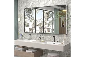 GOLOMO 55x30 Black Matte Mirror for Bathroom, Black Metal Framed Rectangle Vanity Mirror, Large Rounded Mirror for Bathroom, Anti-Rust, Shatterproof (Horizontal/Vertical)