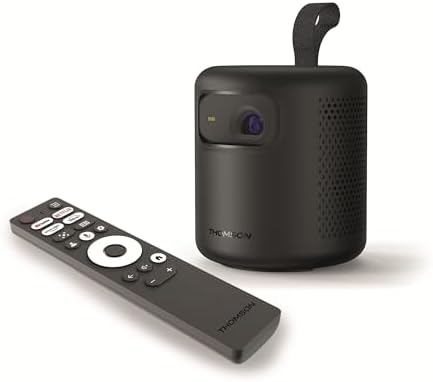 Vega PG35B Tragbarer Full HD Beamer, Smart LED Projektor mit Google TV, integriertem Akku, 350 ANSI Lumen, Autofokus, HDR10, Dolby Digital+, WiFi, Projektion an die Decke – Hartschalenkoffer