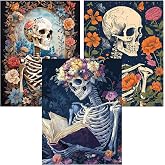 3 Pack Diamond Art Kits for Adults Skull Diamond Painting Kit 12x16inch | 5D Skeleton Diamond Art Kit for Adult, DIY Full Drill Flowers Gem Art Diamond Dots Crafts Kits for Home Wall Decor Gifts