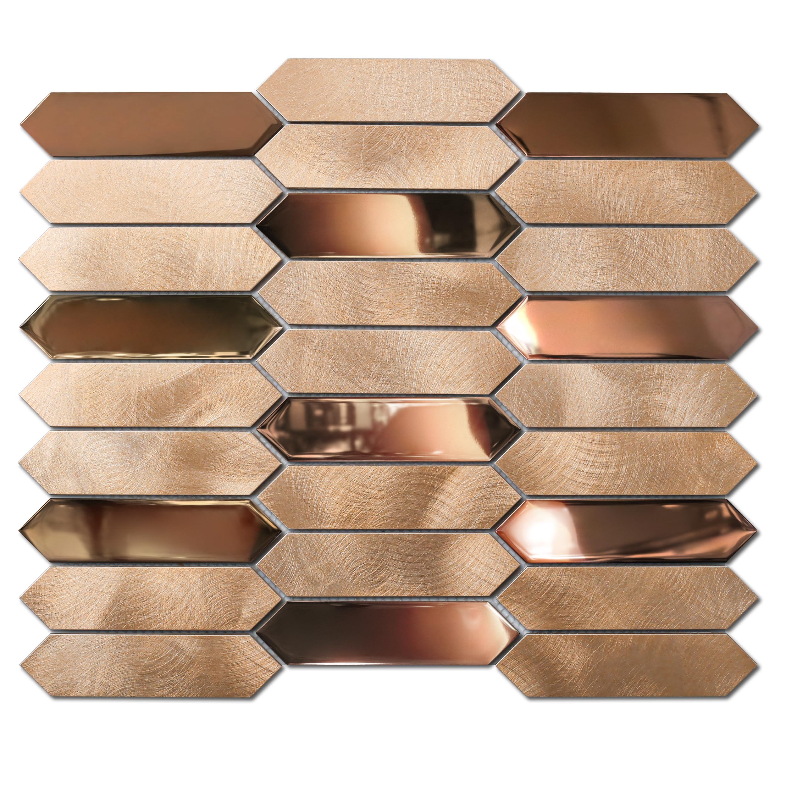 Photo 1 of Primoon Gold Tile Long Hexagon Mosaic Tiles for Kitchen Backsplash Wall Bath Shower Floor Real Metal Tile ?5 Sheets?
