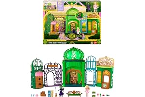 Mattel Universal Pictures’ Wicked Emerald City Playset with Glinda & Elphaba Small Dolls, 5 Play Spaces & 15 Accessories, Inspired by The Movie
