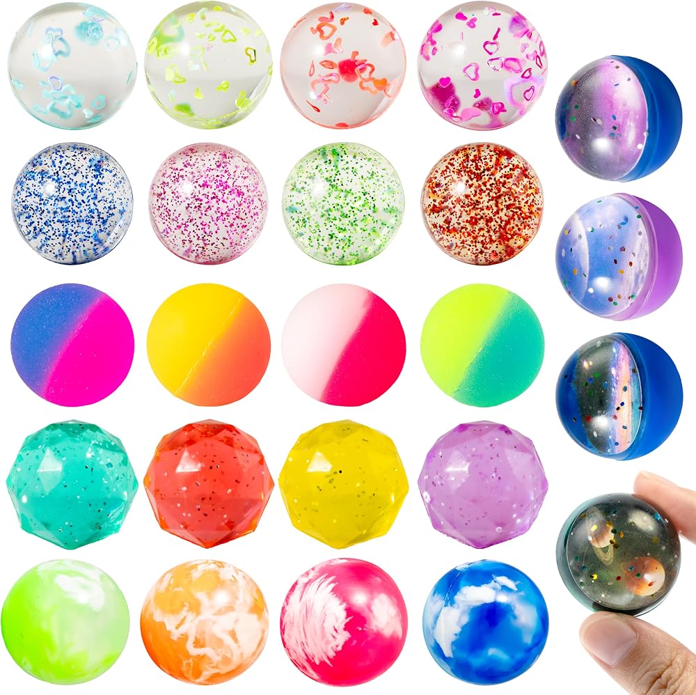 Joyin 24pcs Bouncy Balls 6 Styles 32mm Party Bag Kids Unisex