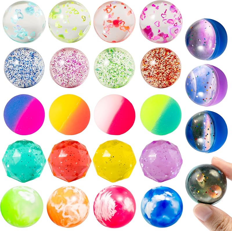 Joyin 24pcs Bouncy Balls 6 Styles 32mm Party Bag Kids Unisex