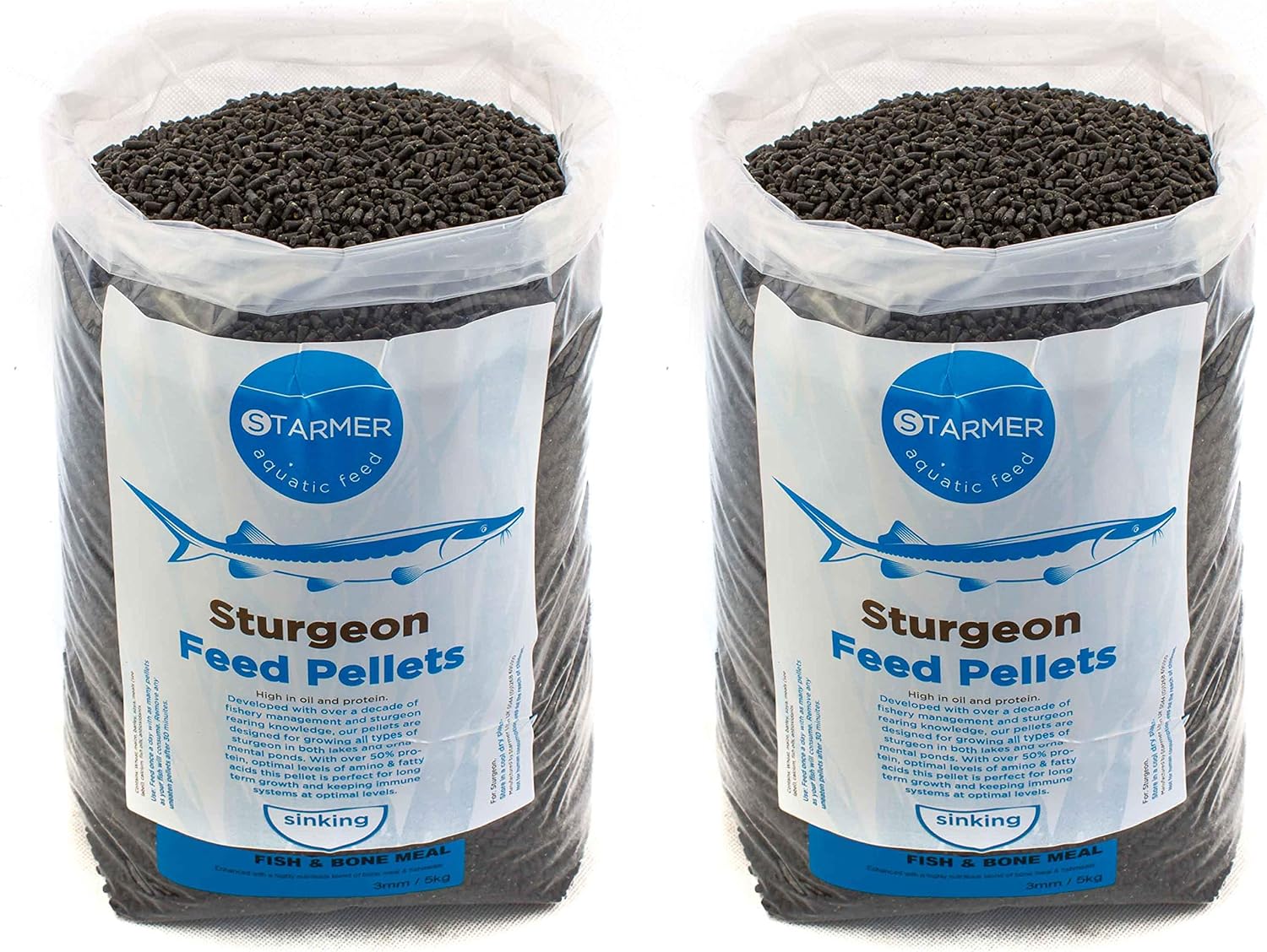 Sturgeon fish & bonemeal feed 3mm grower pellets 10kg high oil Amazon