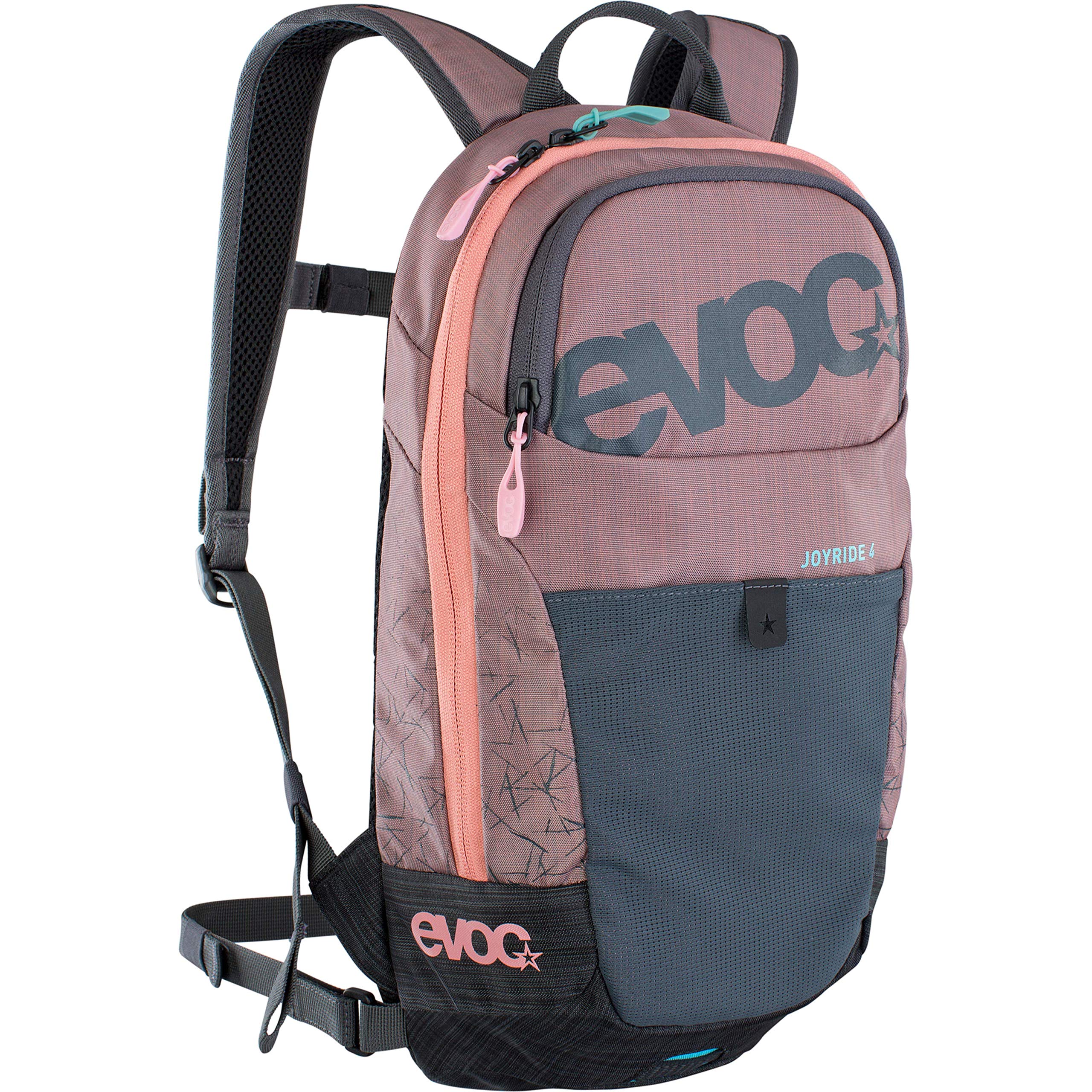 EVOC JOYRIDE 4 kids backpack lightweight performance rucksack for outdoor activities (4l storage space, AIR TUNE SYSTEM, detachable hip belt, 2l hydration bladder slot), Dusty Pink/Carbon Grey