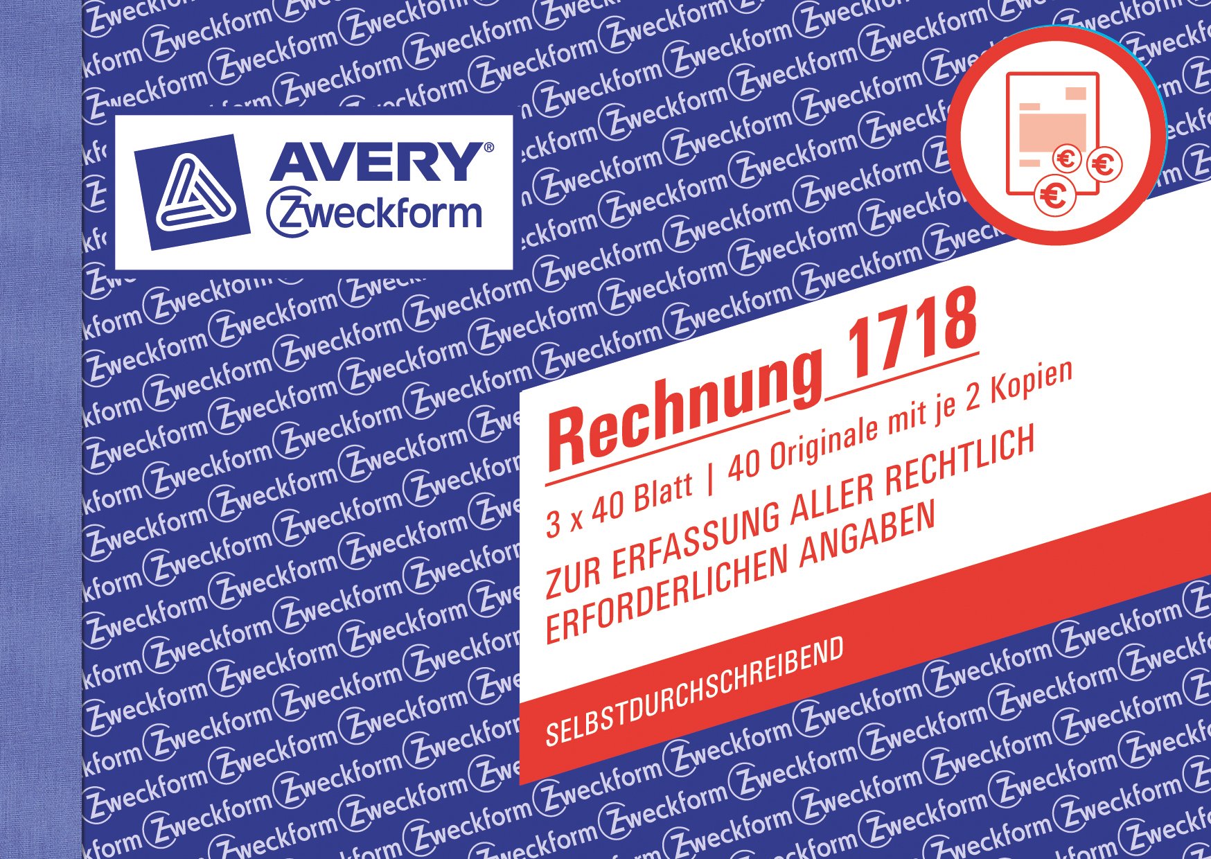 AVERY Zweckform 1718 invoice (DIN A6 landscape, especially for Austria, 3 x 40 sheets) - (40 originals white with one copy each in yellow and pink) — image 1