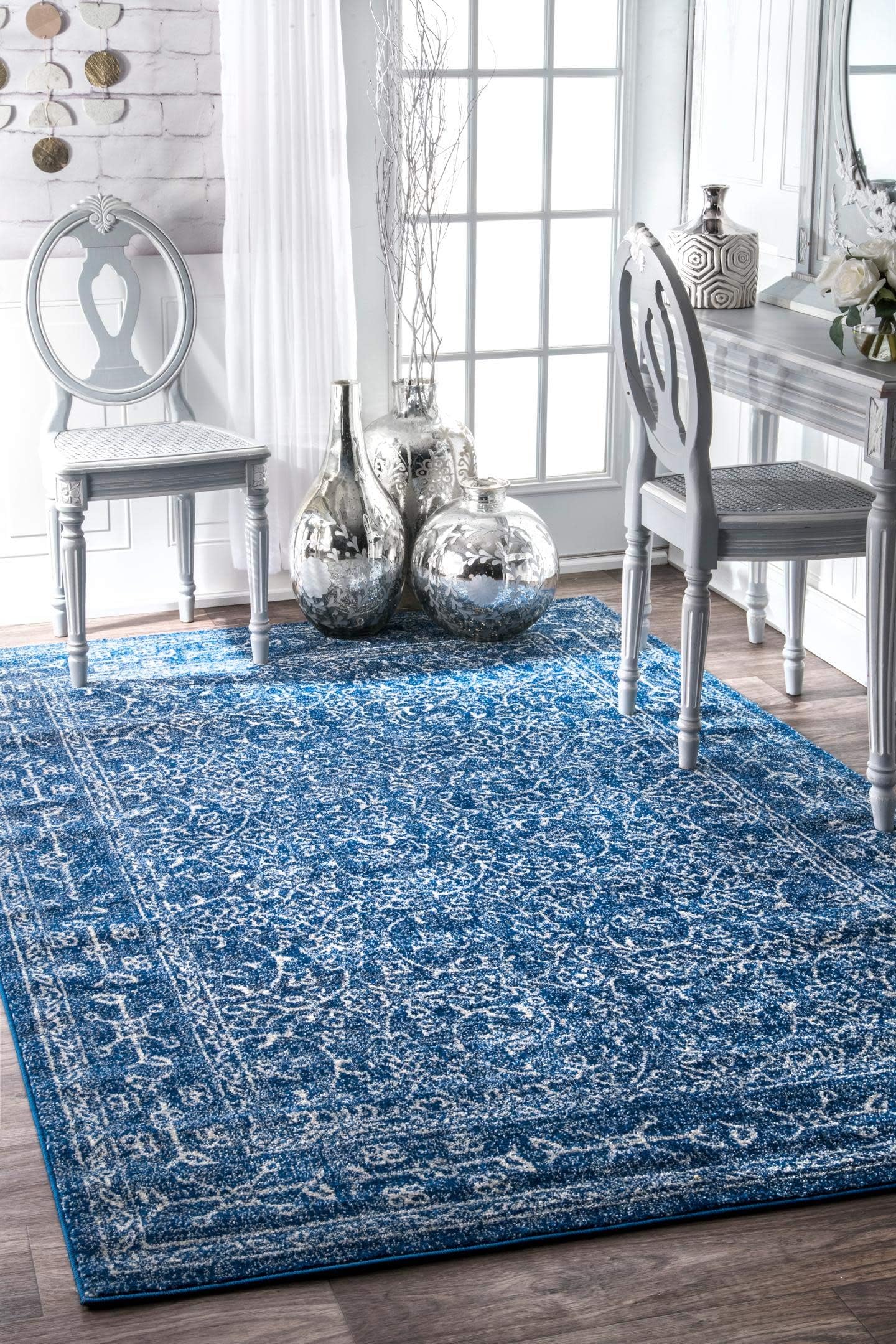 nuLOOM Waddell Vintage Area Rug, 8' 10" x 12', Dark Blue